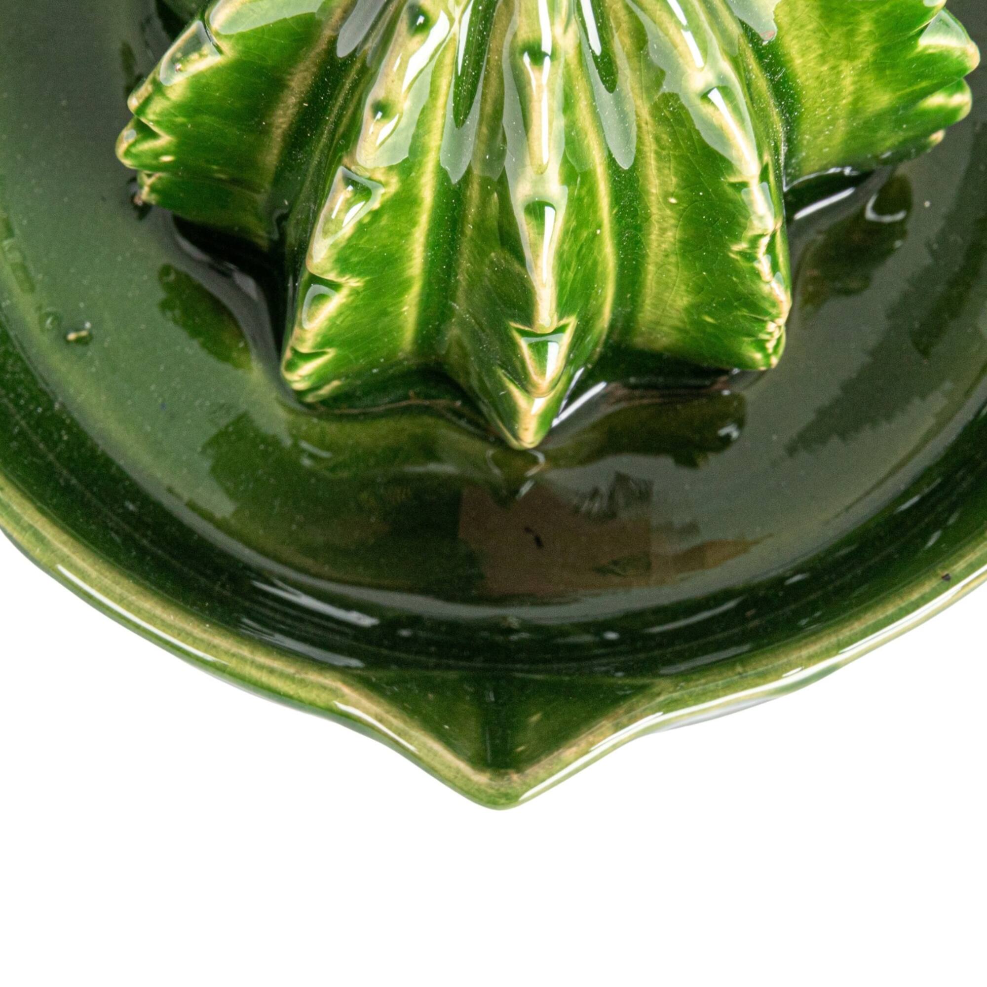 Hello Honey® 4" Green Cactus-Shaped Stoneware Juicer